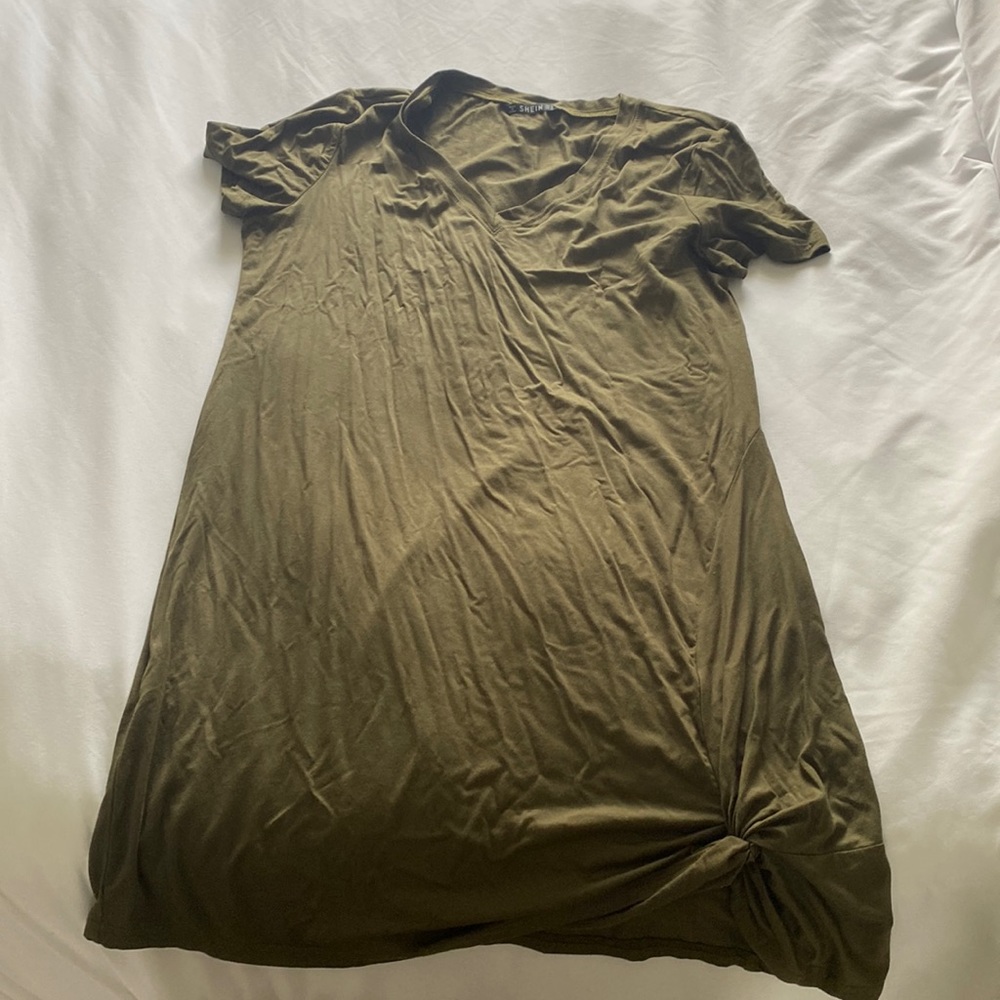 Shein. Green t shirt dress.